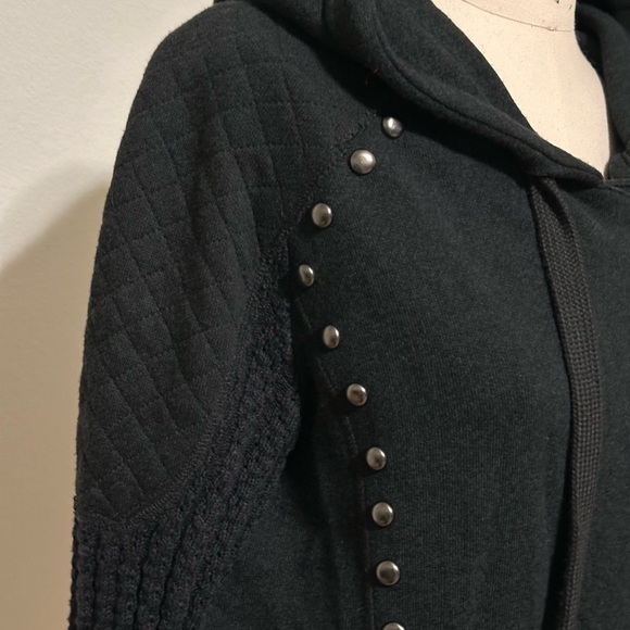 Free People MOTO Black‎ Studded Hoodie Jacket With Zipper Size Small - Picture 5 of 16